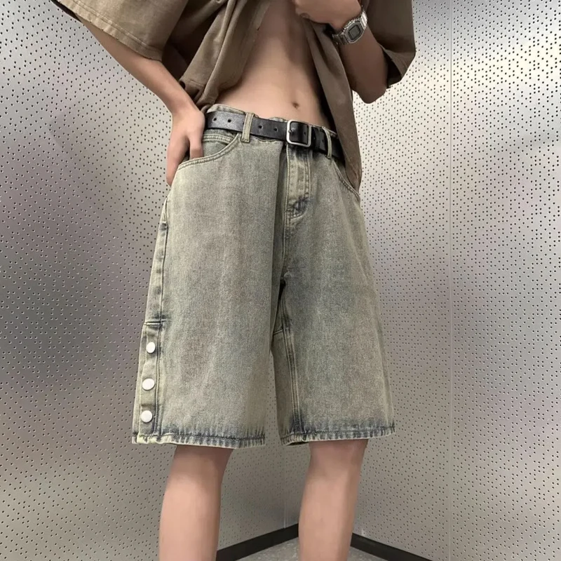 

Breasted Men's Casual Loose Versatile Five-point Denim Shorts