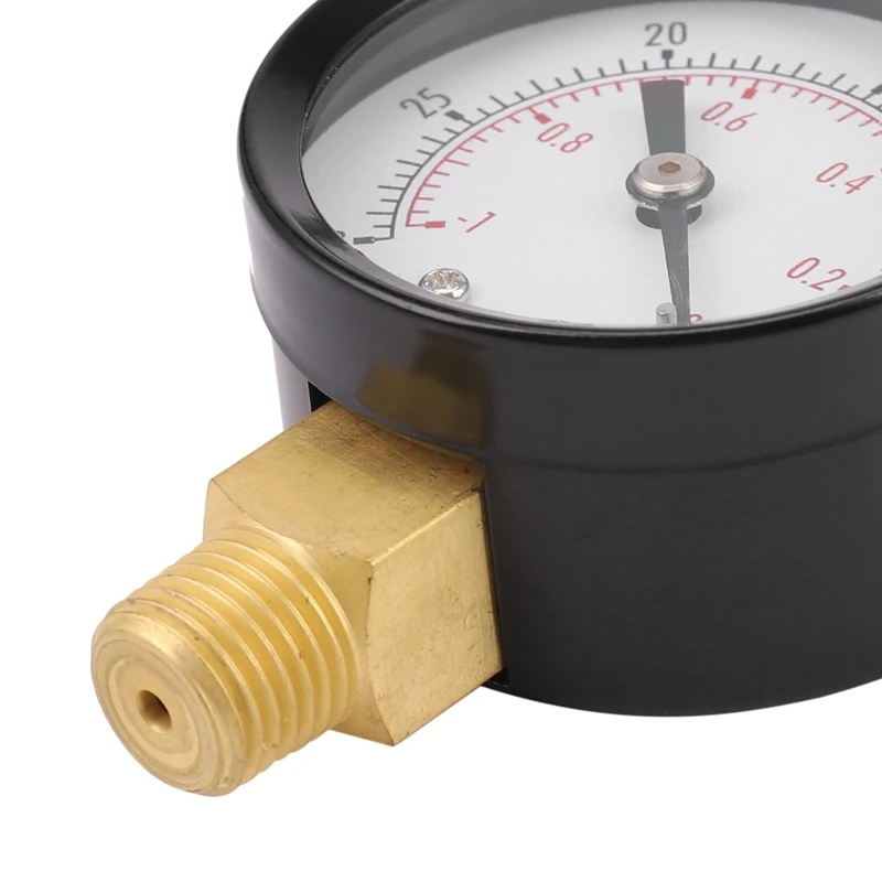 FULL-10X เครื่องวัดความดัน - 0 - -30Inhg 0 - -1 บาร์ Mini Dial เครื่องวัดความดันอากาศบารอมิเตอร์เมตรเครื่องวัดสูญญากาศสีดํา