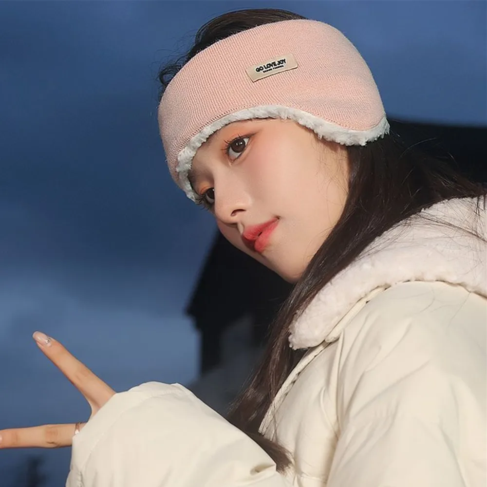 

New Lamb Fleece Ear Warmer Sports Headband Forehead Protective Windproof Ear Muffs Running Outdoor Earmuff For Winter Head Cover