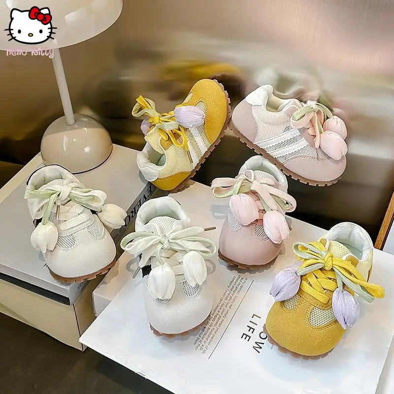

Kawaii сетчатые кроссовки для девочек, новые летние детские модные спортивные туфли в стиле аниме, легкие повседневные школьные туфли принцессы