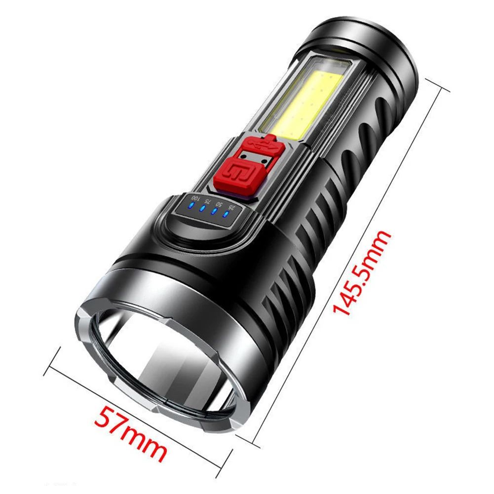 Portable Flashlight Fishing USB Rechargeable COB Flashlight IPX4 Waterproof 500LM Outdoor Lighting for Hiking Climbing Emergency
