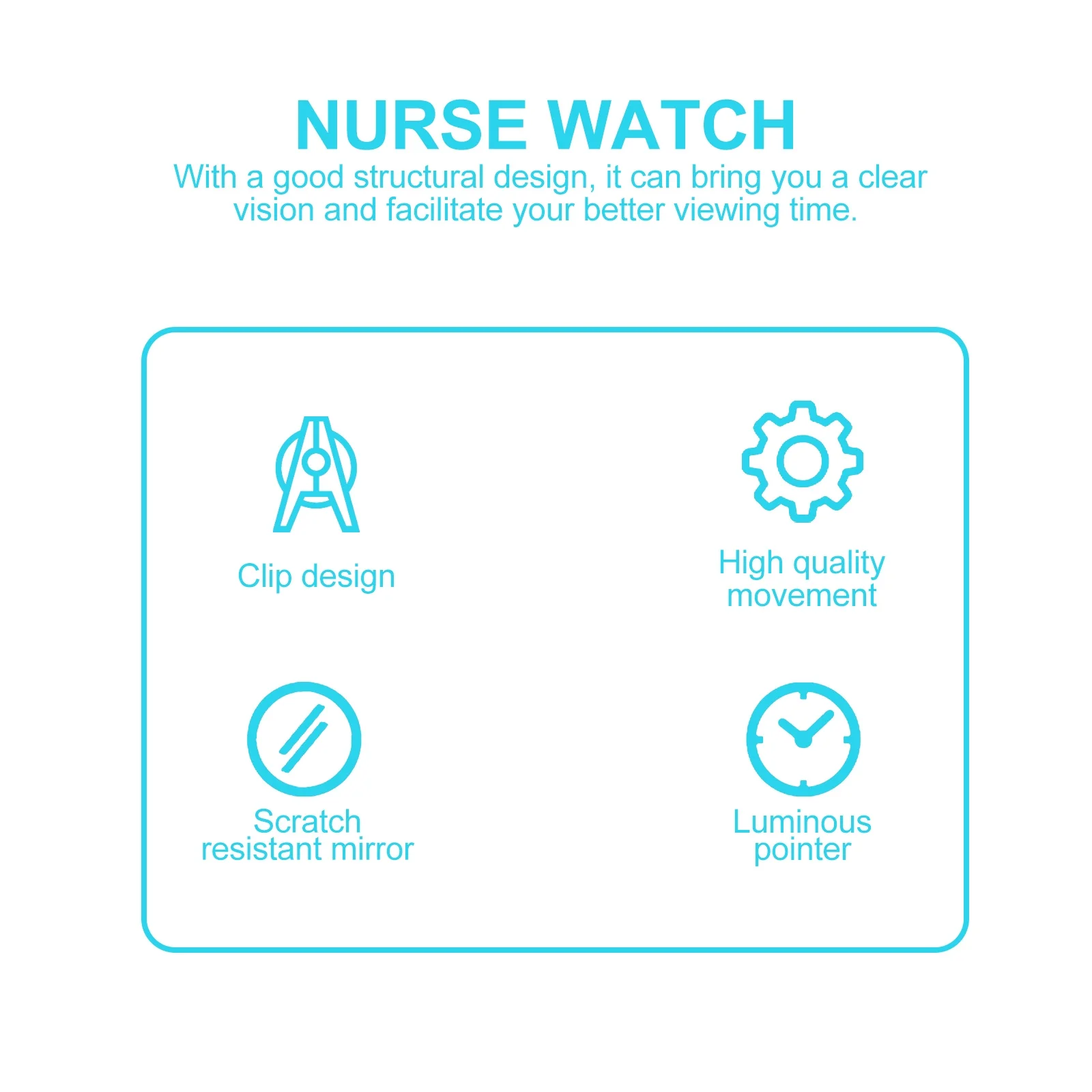 

1Pcs Medical Chest Watch Heart Shape Quartz Movement Durable Nurse Clip-on Pocket Watch Luminous Pointer Alloy Case