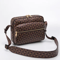 Modny czarny Messenger Crossbody torba męska wszechstronny męski torba na ramię Crossbody w kratę dla mężczyzny klasyczny skórzany woreczki strunowe