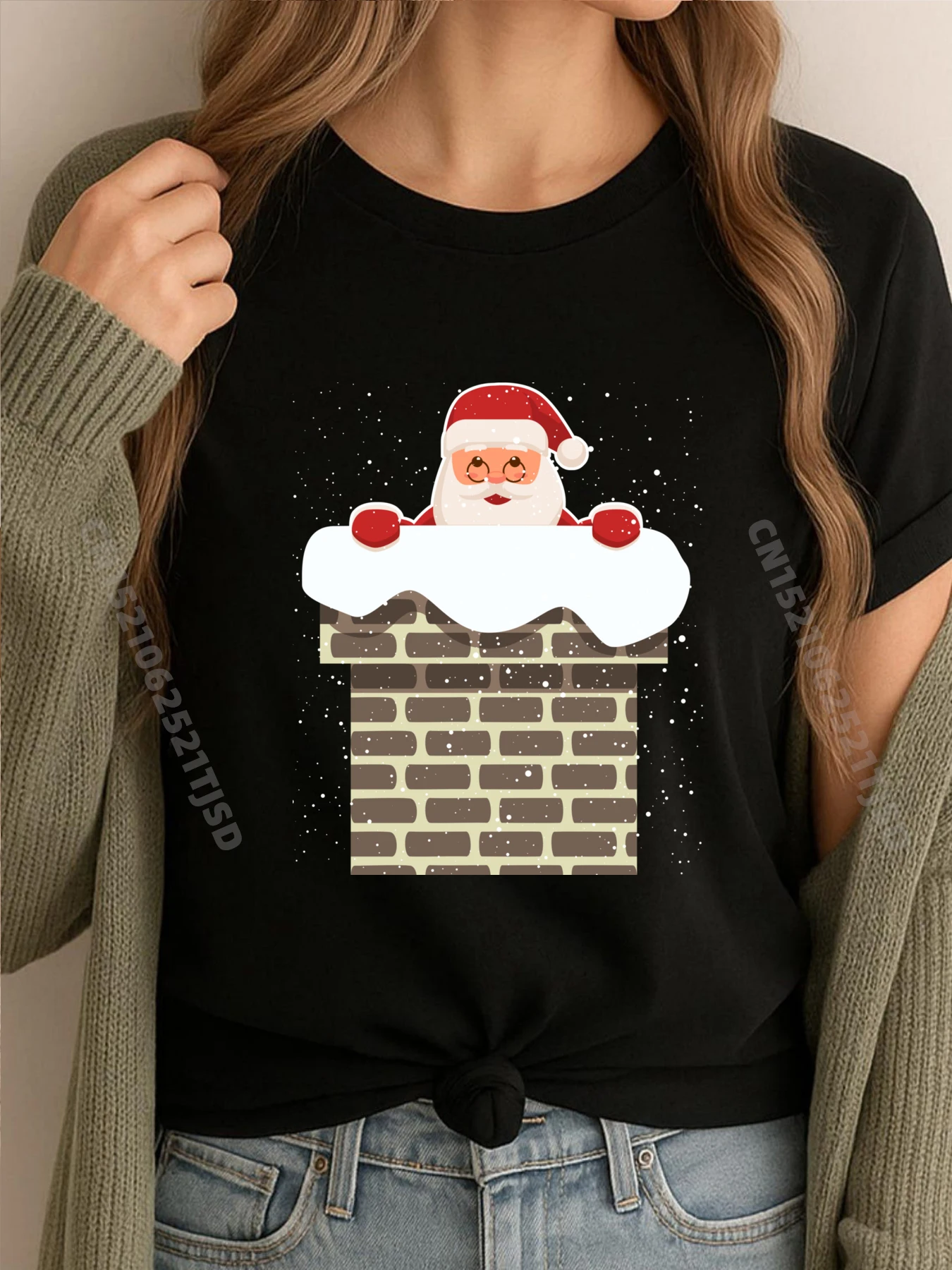 

Санта-Клаус Санта-Клаус Рождественская футболка с рисунком Новогодняя корейская