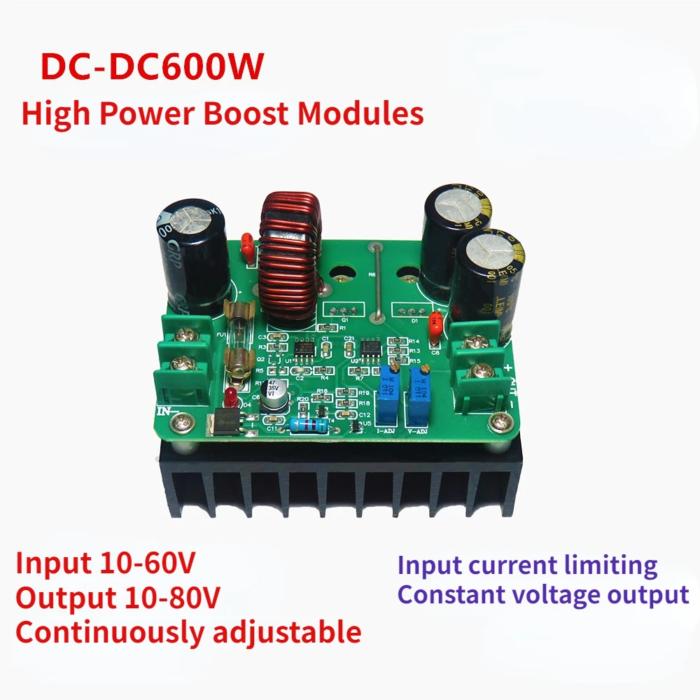 600W DC-DC High-power Boost Module Solar Notebook Power Supply 10-60V Liter 12-80V Constant Current