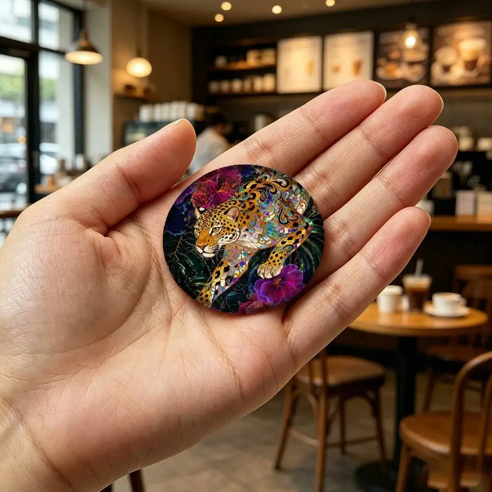 Egypt Colorful Abstract Tiger And Leopard 25 32 44 58 75mm Badges Personalized Round Brooches Pins Accessory Gift view 6