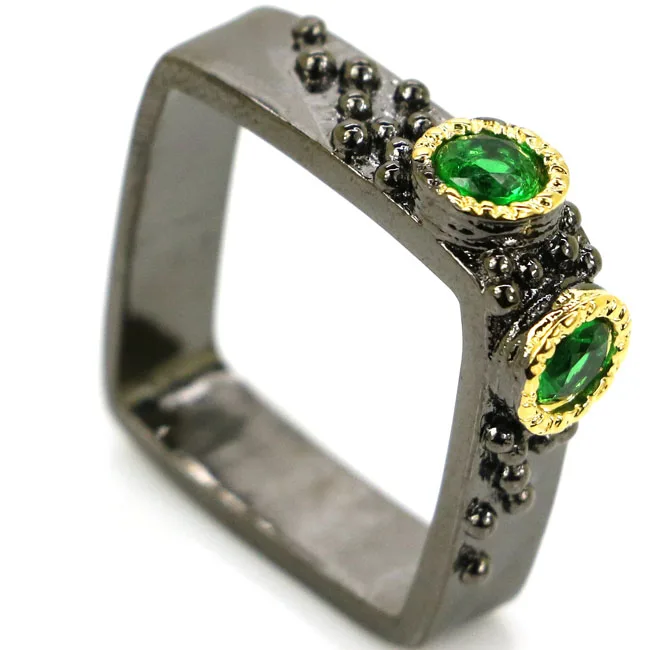 

Buy 4 Get 1 Free 6x6mm Vintage Green Emerald Blue Aquamarine Pink Morganite Green Tsavorite Garnet Black Gold Color Gothic