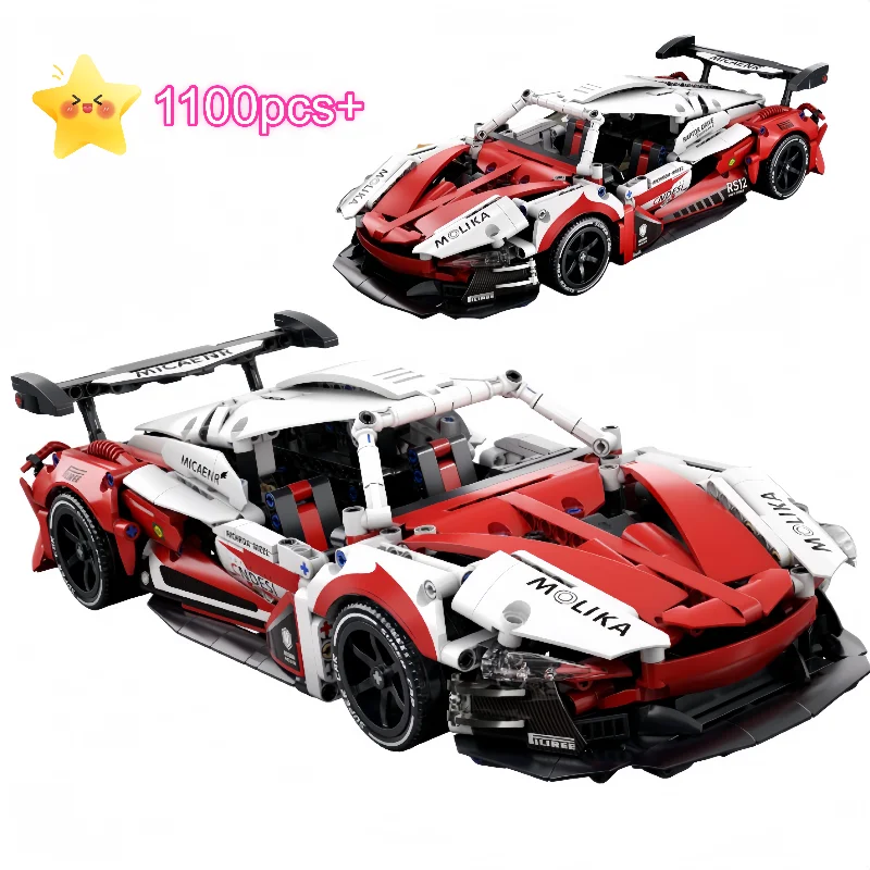 

2025 Technical MOC 1:14 Racing Red Building Blocks Racing Sport Car Speed Vehicle Model Birthday Christmas Halloween gifts Kids