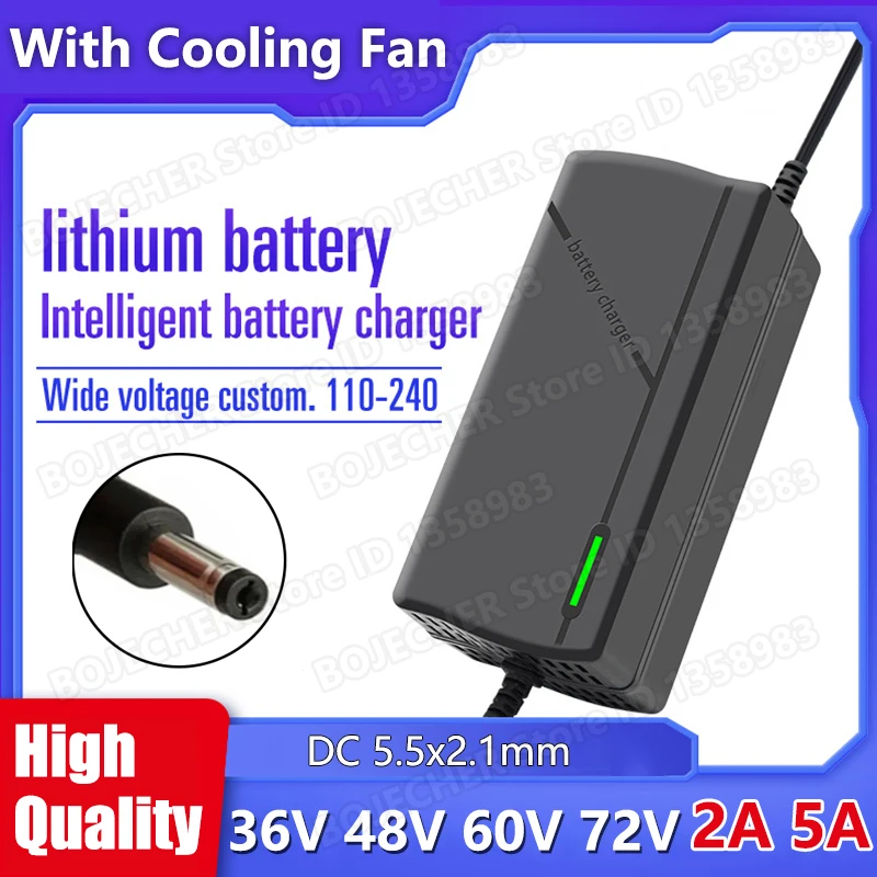 36V 48V 60V 72V Charger 2A 5A 10S 13S 16S 20S Lithium-ion Battery Charger 42V 54.6V 67.2V 84V Intelligent Smart Charging EU Plug