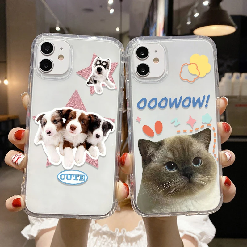 

Cute Cat Clear Case For Samsung A35 A34 A33 A32 A31 A53 A54 A55 5G A52 A23 A22 A14 A13 S24 Ultra S22 Plus S23 S21 S20 FE Cover