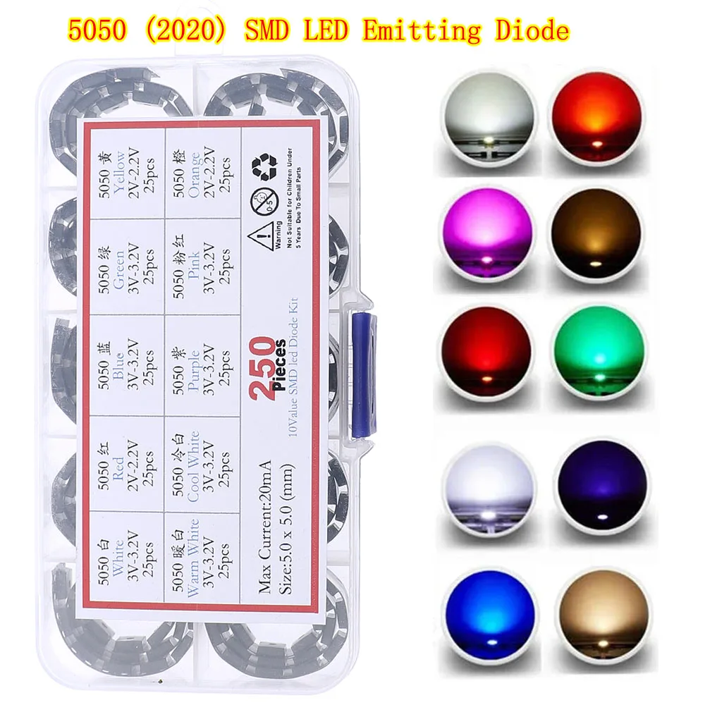 0402 0603 0805 1206 1210 5730 5050 zestaw mieszany LED SMD ciepły chłodny biały czerwony zielony niebieski żółty pomarańczowy UV różowy szybkie