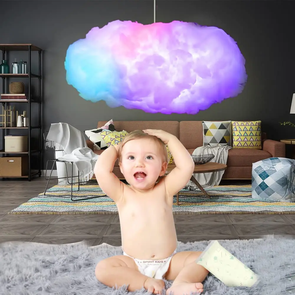 RGBIC Cloud Led Lights with 2.4G Remote and Bluetooth APP Changing Color into Rainbow Cloud, Lightning Cloud for Room Home Decor