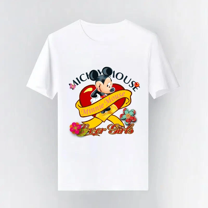 

Детская футболка с изображением Микки и Минни Маус от Disney, повседневная спортивная футболка с короткими рукавами для мужчин и женщин, модная футболка, одежда для родителей и детей