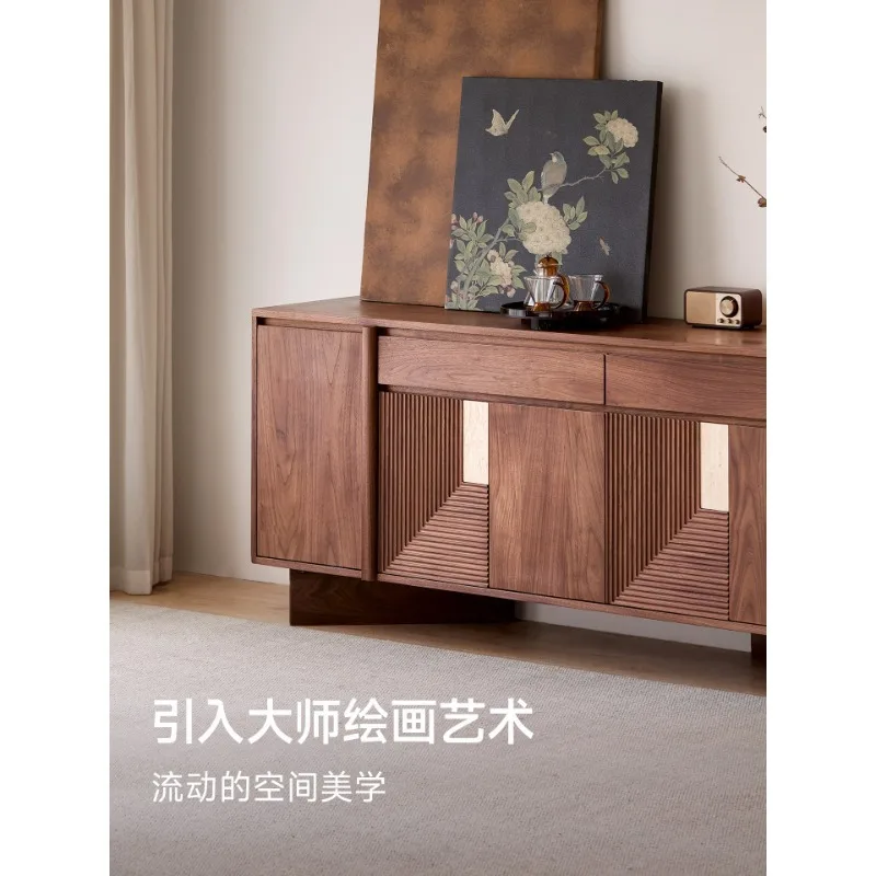 North American black walnut solid wood dining side cabinet, antique side cabinet against the wall, living room locker, entrance