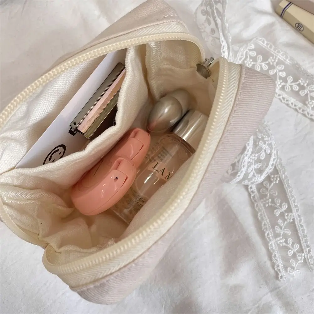 Portable Bow Coin Purse Bowknot with Lace Ribbon Sanitary Napkin Storage Bag Zipper Pouch Korean Style Cosmetic Bag Girls