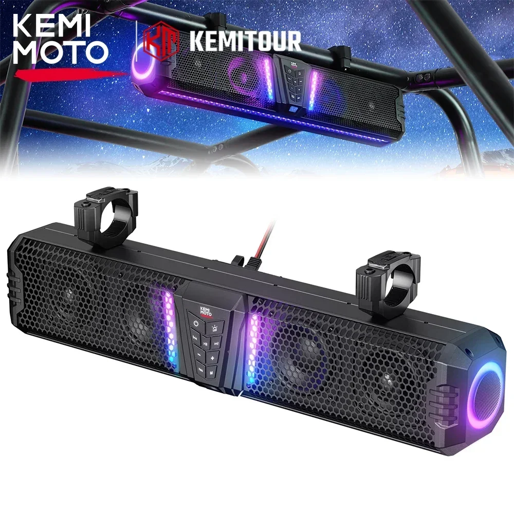 

KEMiMOTO Midnight Sound Bar 40/40B/60/80 Waterproof IP66 APP Control Soundbar For Golf Cart UTV ATV fits 1"-2" Roll Bars