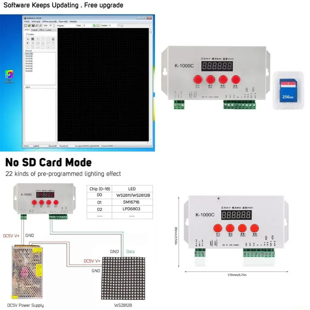 B03F Pixels Program Controller Full-color Lantern Fit for K1000C Accessories Writable ​Code DMX512 Intelligent Lighting