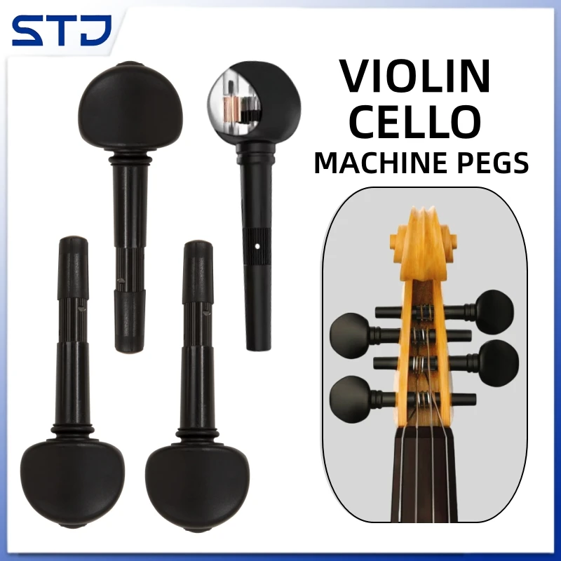 4pcs Machine Heads Cello Tuning Pegs Violin mechanical pegs Cello Finetune Peg for 4/4 3/4 1/2 1/4 Geared Violin Peg Fiddle part