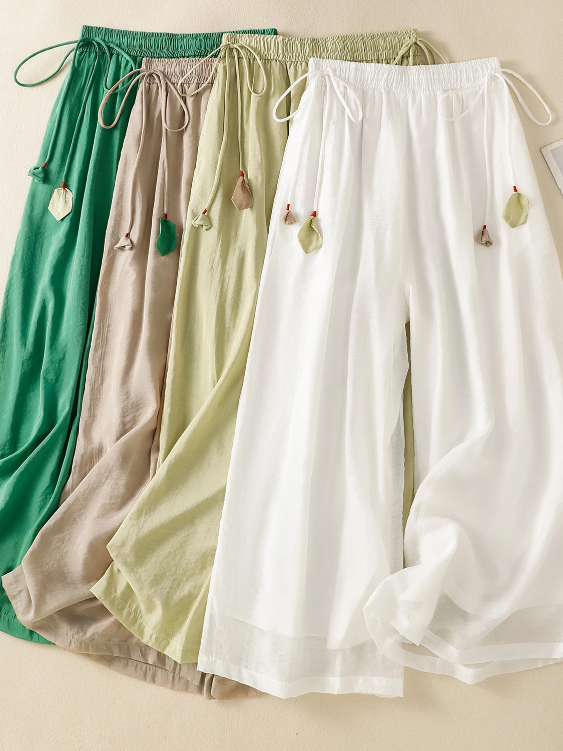 

Новинка 2025 года, китайские широкие брюки с высокой талией, свободные длинные брюки прямого кроя для женщин больших размеров, повседневные для отдыха