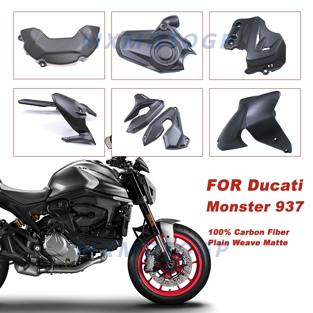 

For DUCATI Monster 937 2021 2022 2023 2024 100% Carbon Fiber Fender Exhaust Cover Full Fairing Kits Motorcycle Accessories