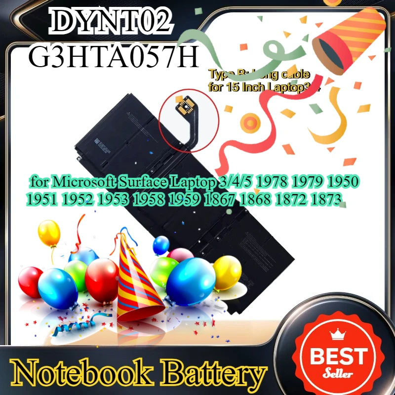 

DYNT02 G3HTA057H Laptop Battery for Microsoft Surface Laptop 3/4/5 1978 1979 1950 1951 1952 1953 1958 1959 1867 1868 1872 1873