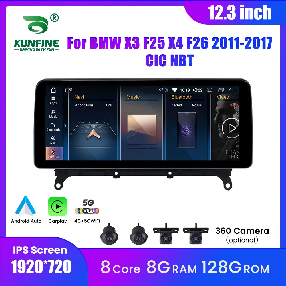 12.3 Inch Android Car Radio For BMW X3 F25 X4 F26 2011-2017 CIC NBT System GPS Navigation Multimedia Player Audio Stereo Carplay