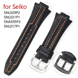 15x27mm Genuine Leather Watchband for Seiko SNL021P1 SNL017P1 SNA595P2 SNL029P2 Waterproof Wristband Replacement Bracelet Belt