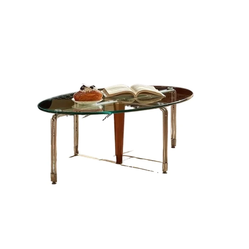 

Nordic retro coffee table oval living room 2025 home very simple modern small apartment tempered glass