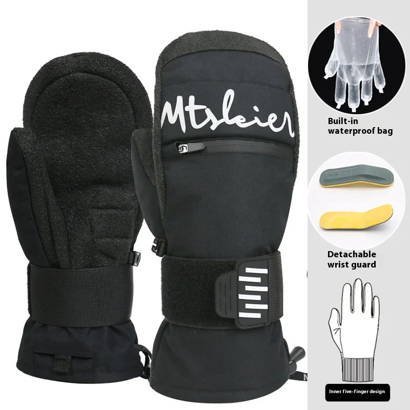 

Kevlar Professional Winter Thermal Gloves Wrist Support Plates Wear Resistant Waterproof -30degree Warm Snow Heated Ski Gloves