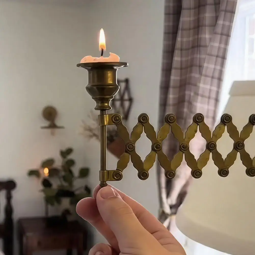 Room Wall Decoration Extending Taper Candle Holder Vintage Wall Mounted Metal Candlestick Sconce Adjustable Home Decor for Room