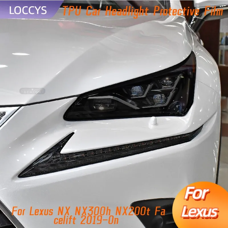 

For Lexus NX NX300h NX200t Facelift 2019-On Car Headlight Protection Tint Film Smoke Black TPU Transparent Protective Sticker