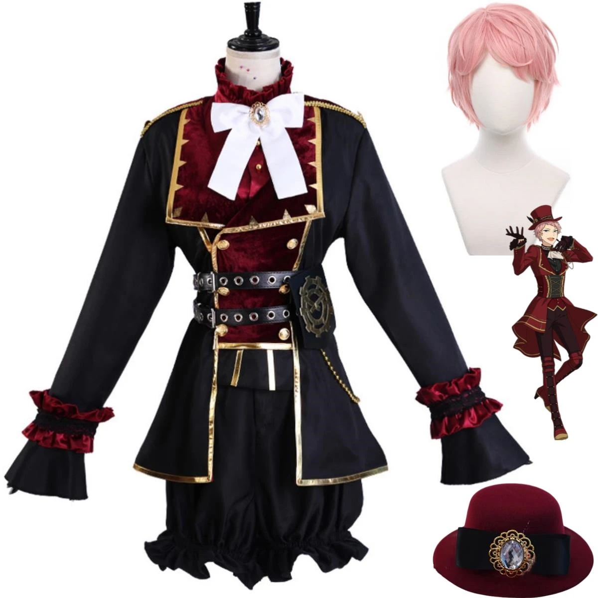 Anime Game Ensemble Stars!Valkyrie Itsuki Shu Cosplay Costume Wig Black Evening Dress Coat Man Carnival Masquerade Ball Suit