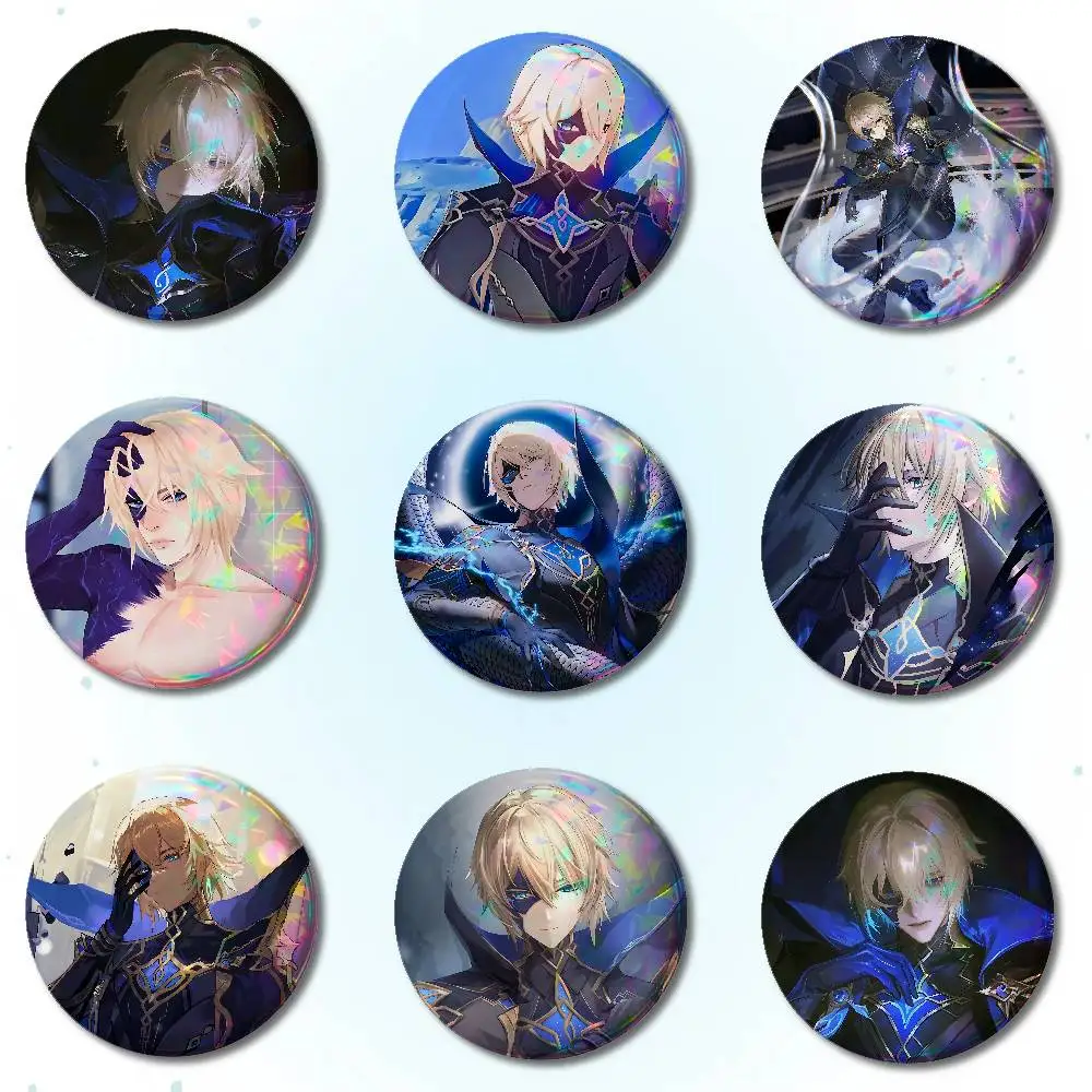 D-Dainsleif Genshin Impact Badges Round Brooch Cute Cartoon Idol Cosplay Badges DIY Backpack Clothing Jewelry Pins