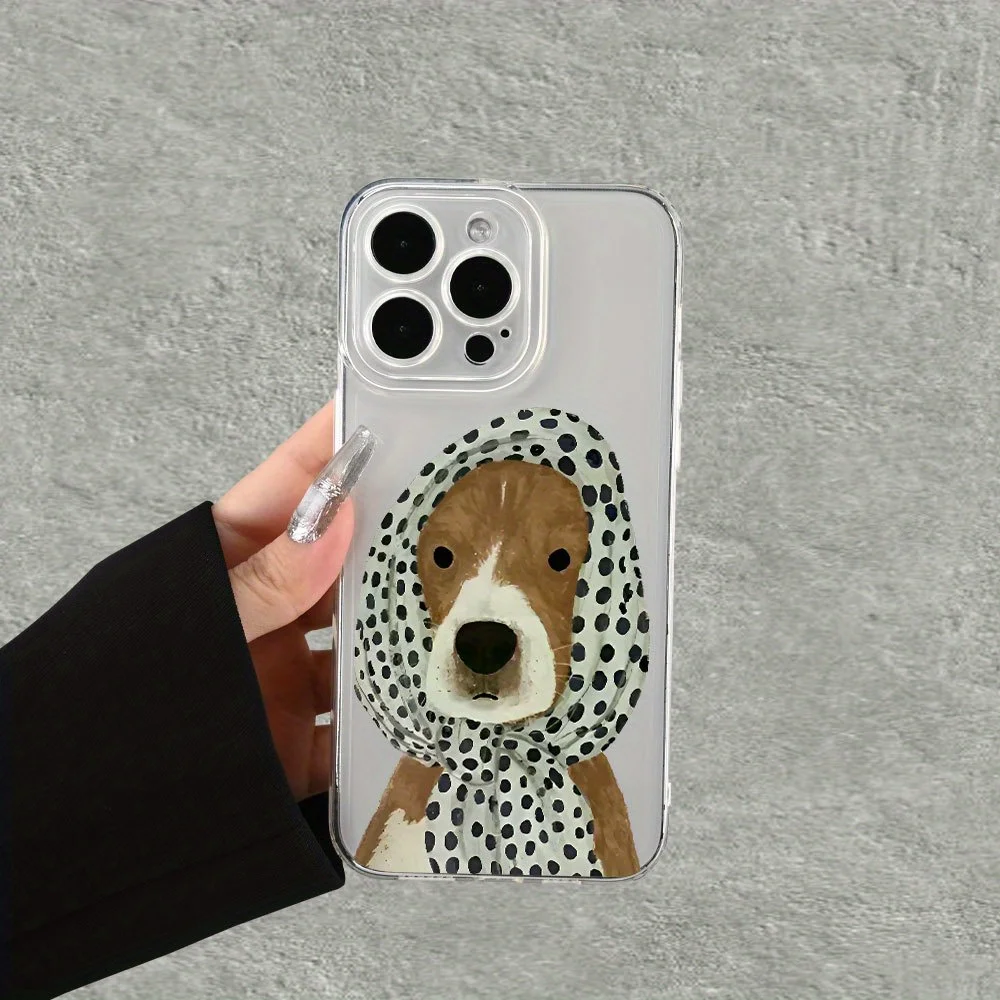 

Cute Animal Dog Phone Case For iPhone 17 16 15 11 12 14 13 Pro Max Mini X XS XR 7 Plus 16E Shockproof Transparent Cover Fundas
