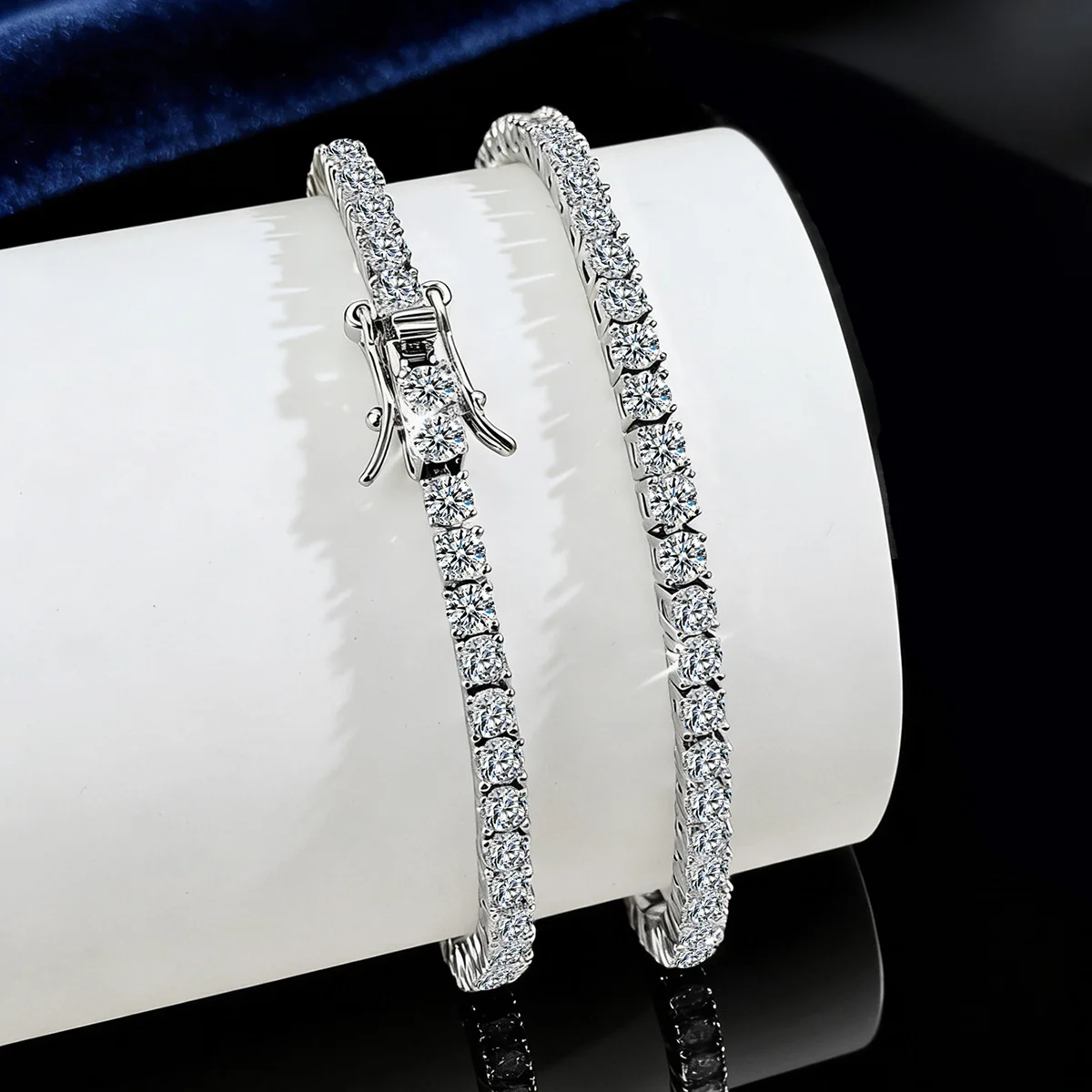 

3mm 4mm 5mm Moissanite Tennis Bracelet For Women Man Gift S925 Sterling Silver Plated 18K Gemstone Hand Chain Jewelry