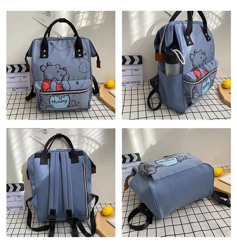 

New Disney Winnie The Poo New Diaper Bag Backpack Cartoon Cute Mother and Baby Bag Large Capacity Lightweight Travel Mommy Bag
