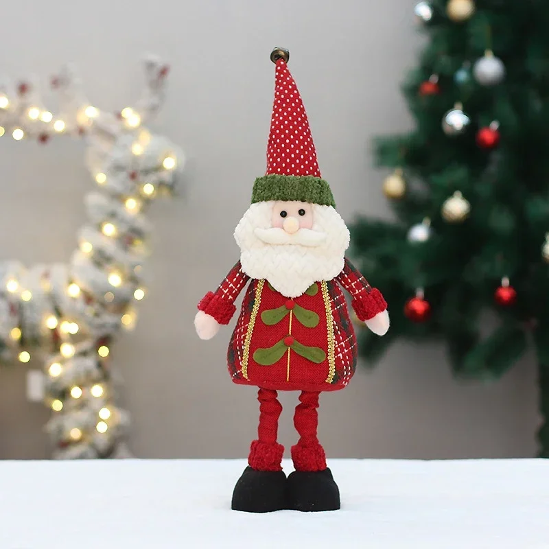 Christmas Fabric Doll Standing Cute Stretching Santa Claus Snowman Hotel Shopping Mall Window Decoration Figurine Ornament