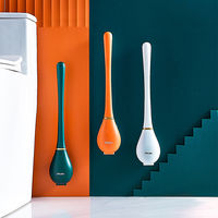 Soft Silicone Toilet Brushes with Hanging Holder Set, Wall-Mounted, Long Handled Cleaning Brush, Hygienic Bathroom Accessories