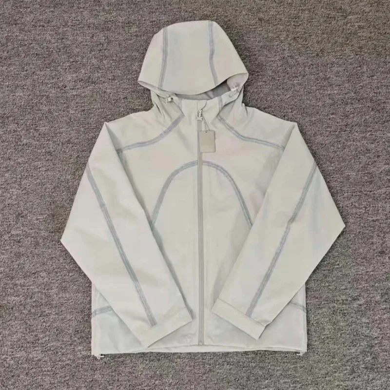 Trend Functional Night Glow Chain Line Mertra Hooded Coat Wind‑resistant Casual Zip‑up Street Jacket