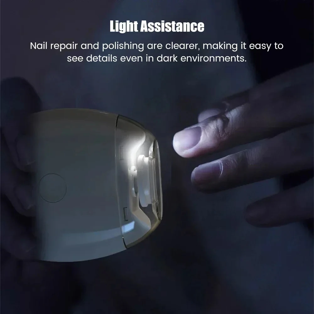 2-in-1 Elektrischer Nagelknipser mit LED-Licht, automatischer Nagelschleifer und -trimmer für Babys, Mini-Maniküre-Werkzeug, Nagelpflege – Detail 6