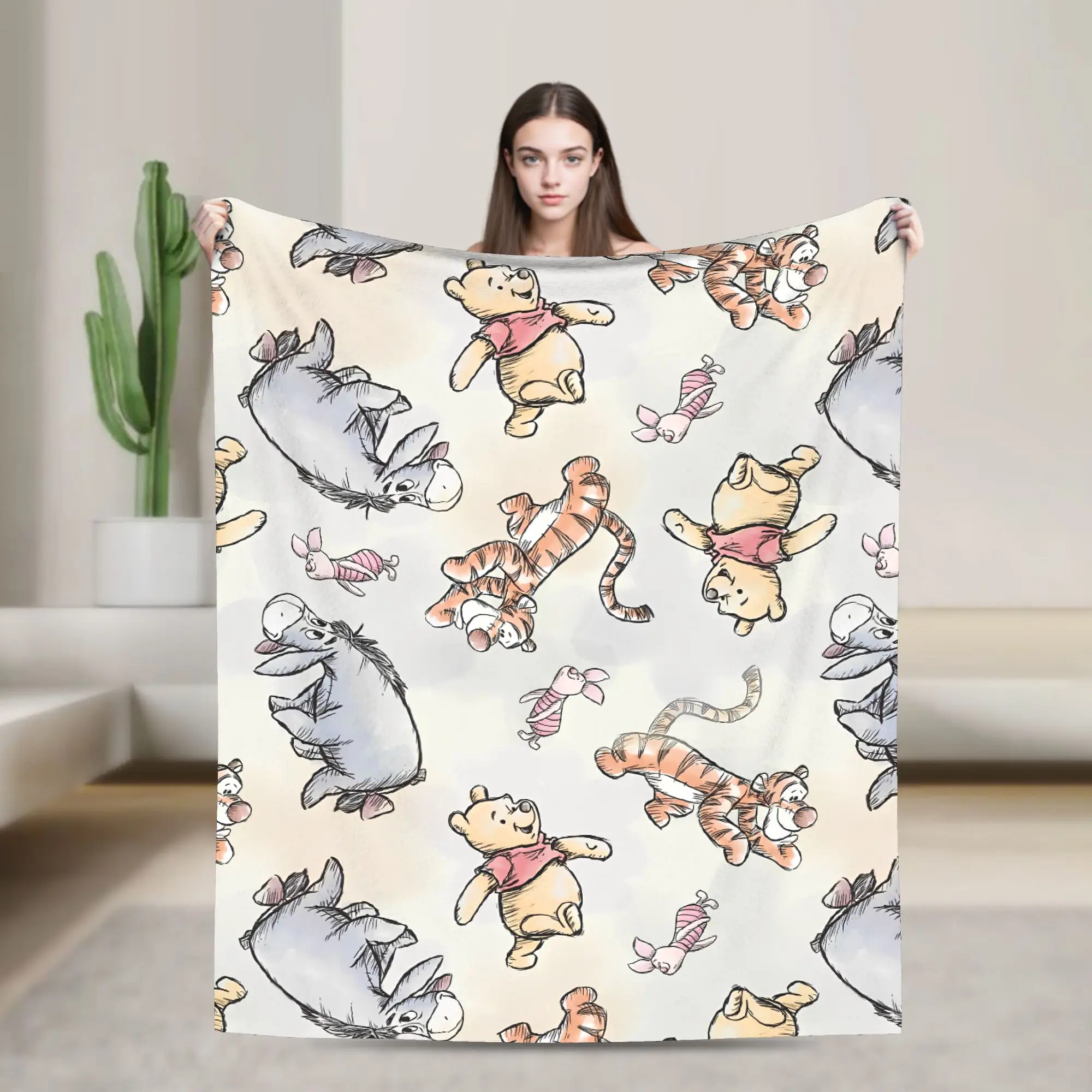 W-Winnies the P-Pooh Blankets Quality Warm Soft  Bedding Throws Winter Kids Adult Couch Chair Aesthetic Bedspread