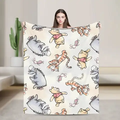 W-Winnies the P-Pooh Blankets Quality Warm Soft  Bedding Throws Winter Kids Adult Couch Chair Aesthetic Bedspread