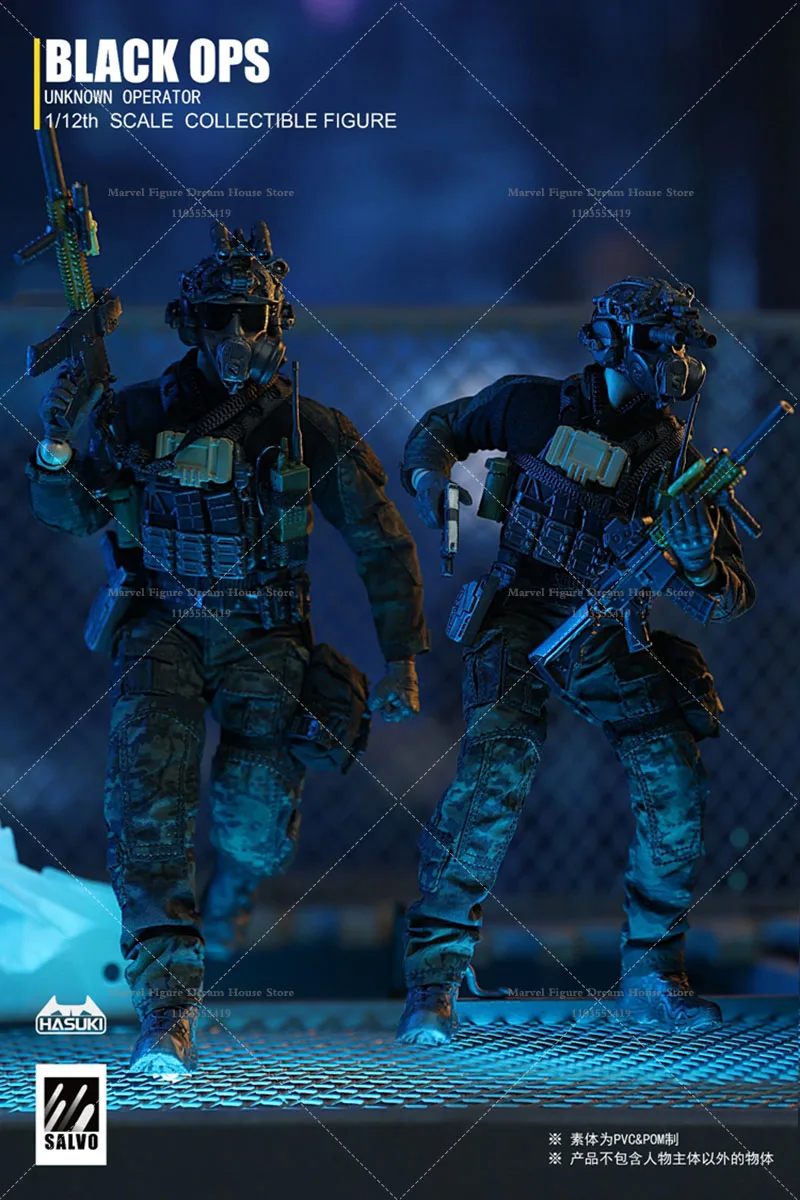 1/12 échelle noir série d'action moderne opérations spéciales Warrio 6 pouces ensemble complet figurine soldat en Stock HASUKI SA01