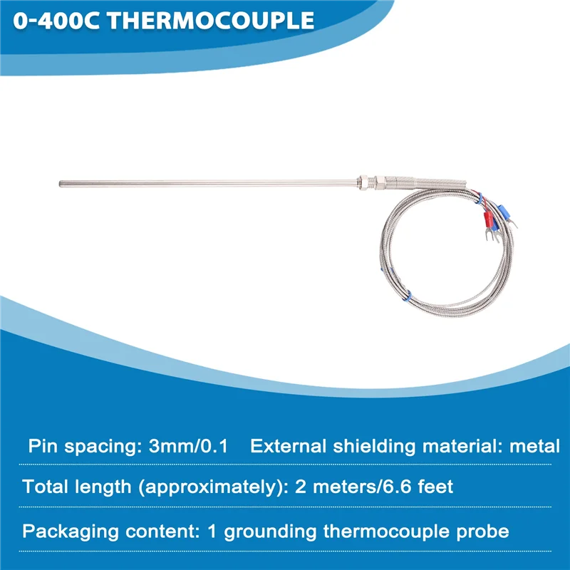 ABGI-0-400C PT100 Тип 5 мм х 50 мм Регулятор температуры Зонд термопары 2 метра