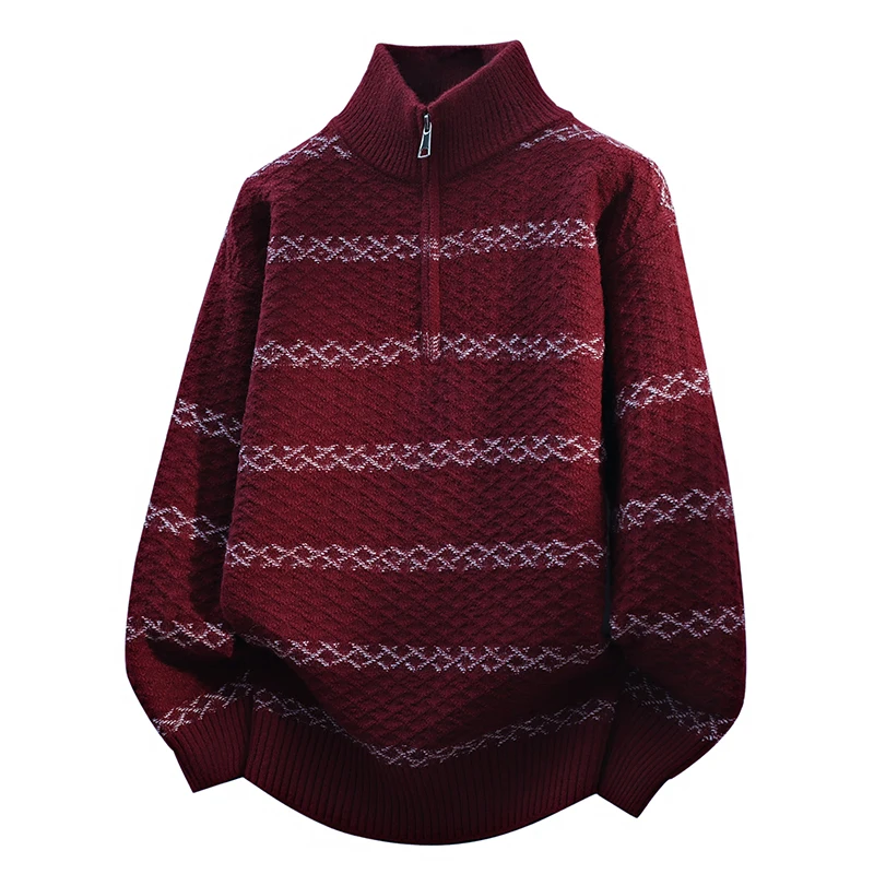 

Мужской вязаный свитер свободного кроя с воротником-стойкой на молнии, модный брендовый, осенне-зимний, новый стиль, удобное трикотажное белье