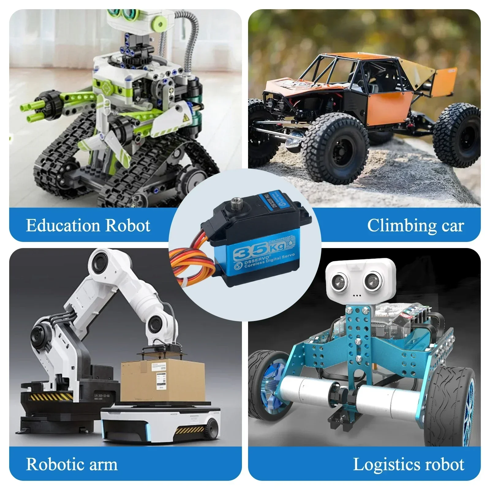 Servomotor Digital sin núcleo de engranaje de acero, 25KG/35KG/45KG, 180/270/360 grados con servos de brazo de 25T para juguetes de aviones de coche Robot DIY