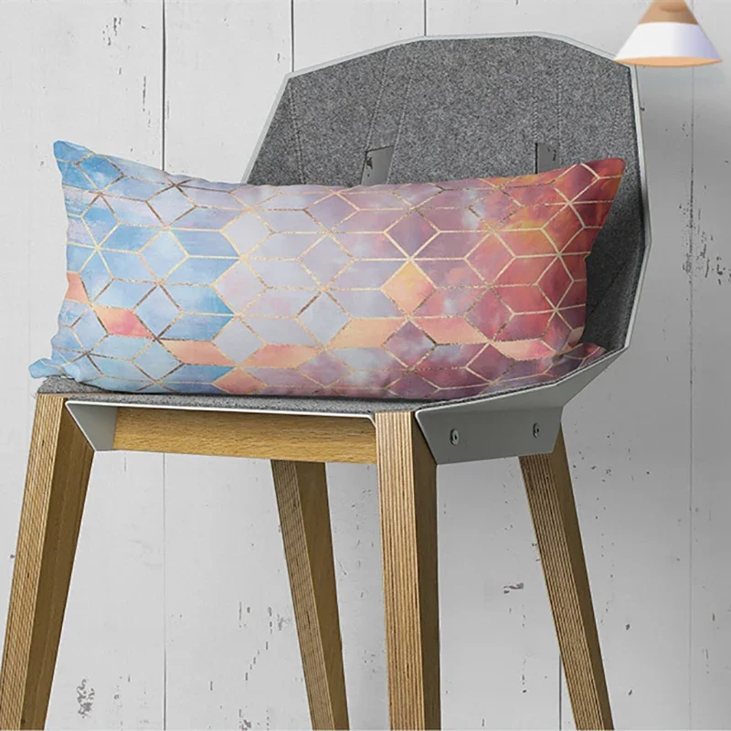 30x50cm Marble Geometric Pillow Cases Rainbow Patchwork Square Cushion Cover Sofa Bedroom Living Room Pillowcase Home Decoration