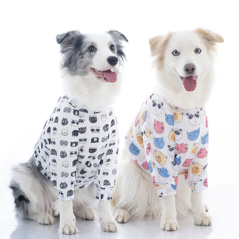 

Big Dog Clothing Summer Large Dog T-shirt Poodle Corgi Samoyed Husky Labrador Golden Retriever Border Collie Dog Clothes Short