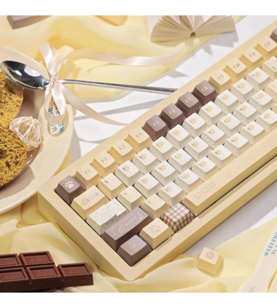 Mechanical keyboard keycaps personalized keycaps Mango latte keycaps original PBT five-sided dye-sublimation customization