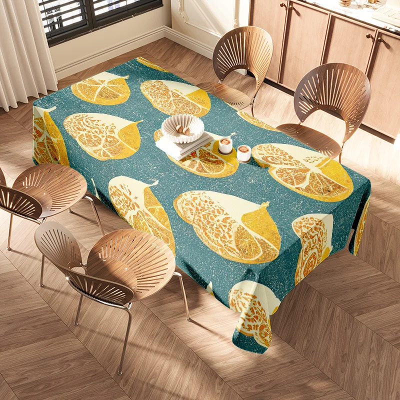 Modern Fruit Printed Tablecloth Rectangular Home Decor Dining Table Cover Blue Yellow Orange Flower Pattern Decoration 2023 New